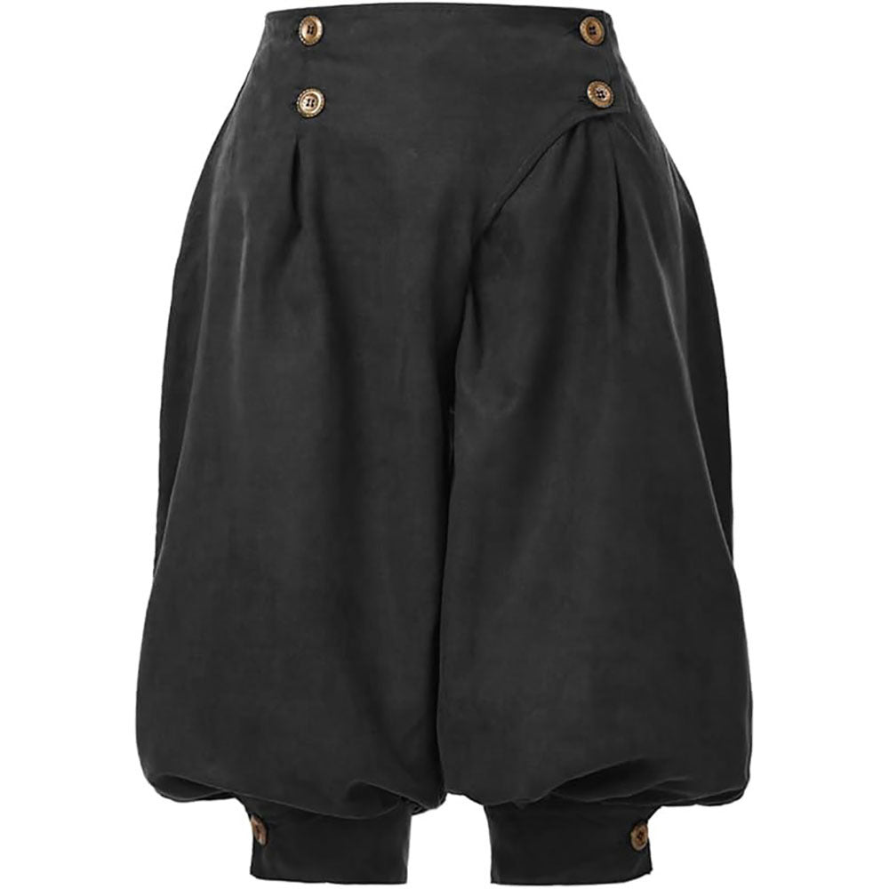 Retro Medieval Renaissance Suede High Waist Double Breasted Harem Pants