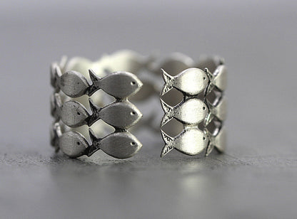 Handmade Two-Tone Fish Shaped Open Ring Jewelry