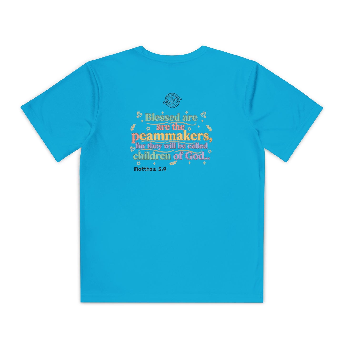 Youth Competitor Tee — "Original Era Inc." Kids' Christian Scripture T-Shirt (Matthew 5:9)