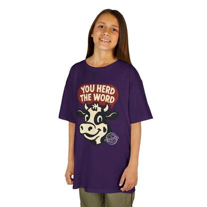 Kids T‑Shirt — 'You Herd the Word' Cow Front & 'Faith Over Fear' Farm Graphic