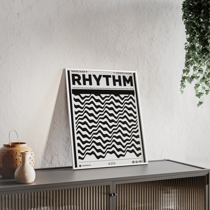 Rhythm Wave Art Poster with Wooden Frame — Black & White Modern Wall Print