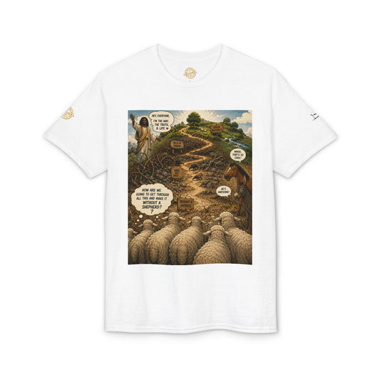 Sheep In the Wild Graphic T-Shirt — "God Has My Back" Faith Tee