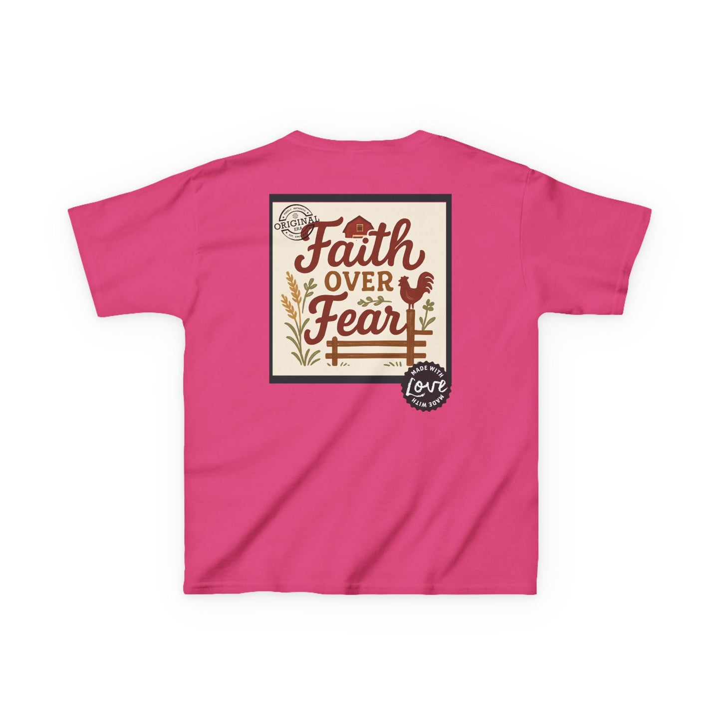 Kids T‑Shirt — 'You Herd the Word' Cow Front & 'Faith Over Fear' Farm Graphic