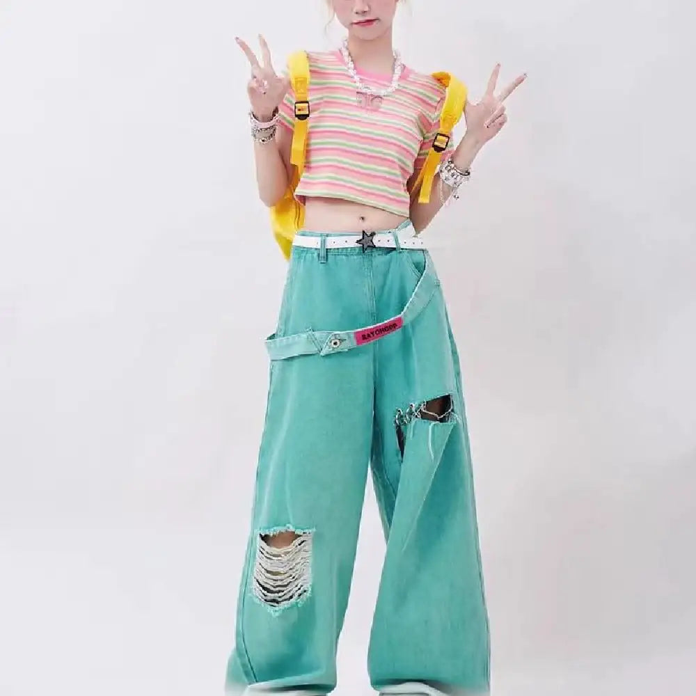 American Retro Distressed Tattered Jeans