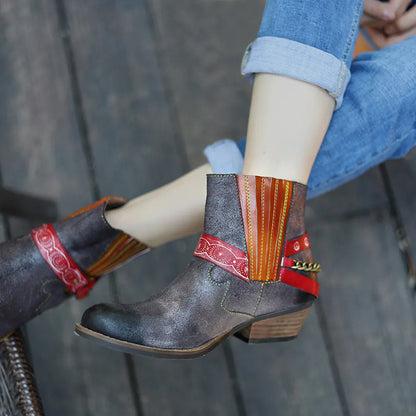 Unisex Chic Frosted Cowboy Ankle Boots