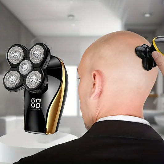 Electric Head Hair Shaver with LED Display and 5 Heads