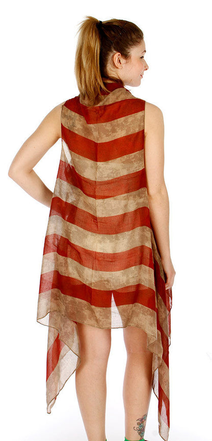 US Flag Print Bali Scarf - Sun Protection Shawl