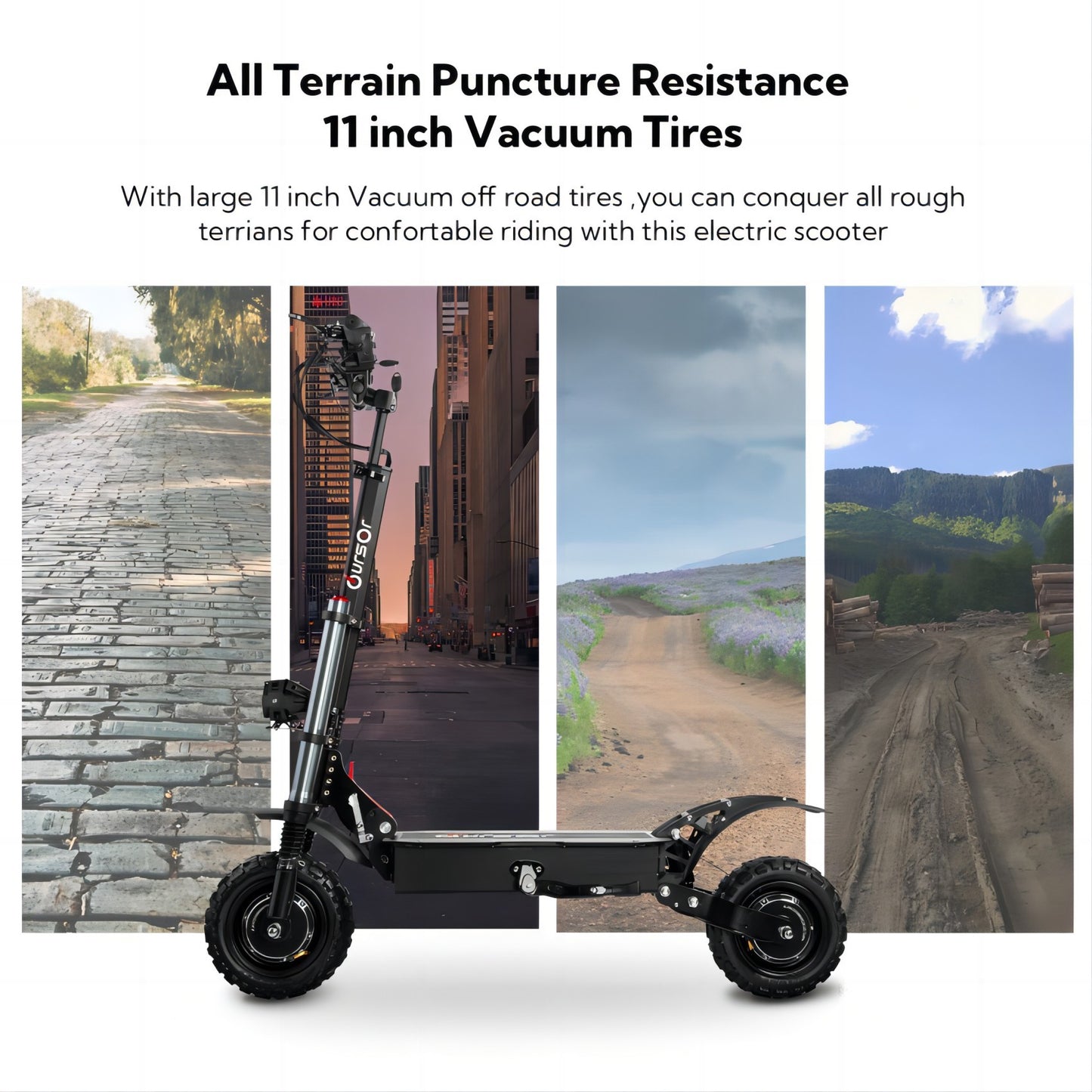 6000W Power Dual Motor Top Speed 50MPH Electric Scooter With Seat - 60V 35Ah Battery 50 Miles Range (11" Off-Road Tires)