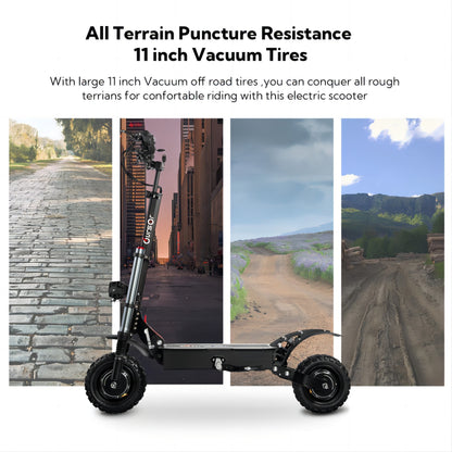 6000W Power Dual Motor Top Speed 50MPH Electric Scooter With Seat - 60V 35Ah Battery 50 Miles Range (11" Off-Road Tires)