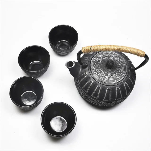 Cast Iron Tea Set with Japanese Tetsubin Teapot