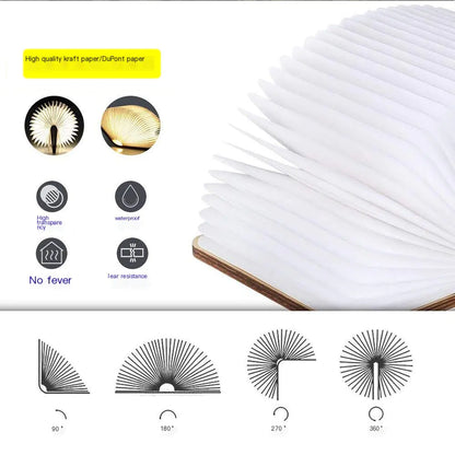 Creative LED Wooden Book Lamp with USB Charging