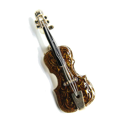 Violin Brooch with Alloy Enamel Design