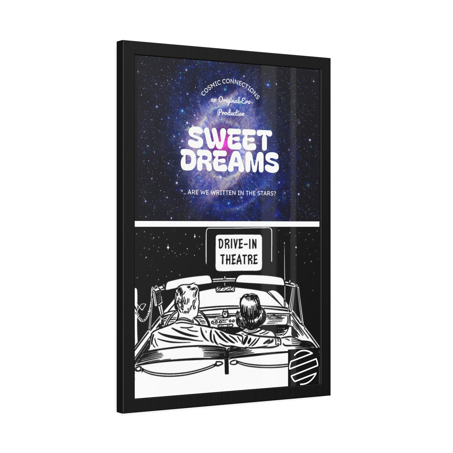 Sweet Dreams Drive-In Framed Poster — Retro Night Sky Print