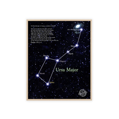 Ursa Major Constellation Star Map Poster with Wooden Frame — Astrology Wall Art