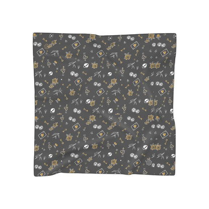 Game Of Love Silky Dark Scarf – Gothic Rose & Crystal Pattern