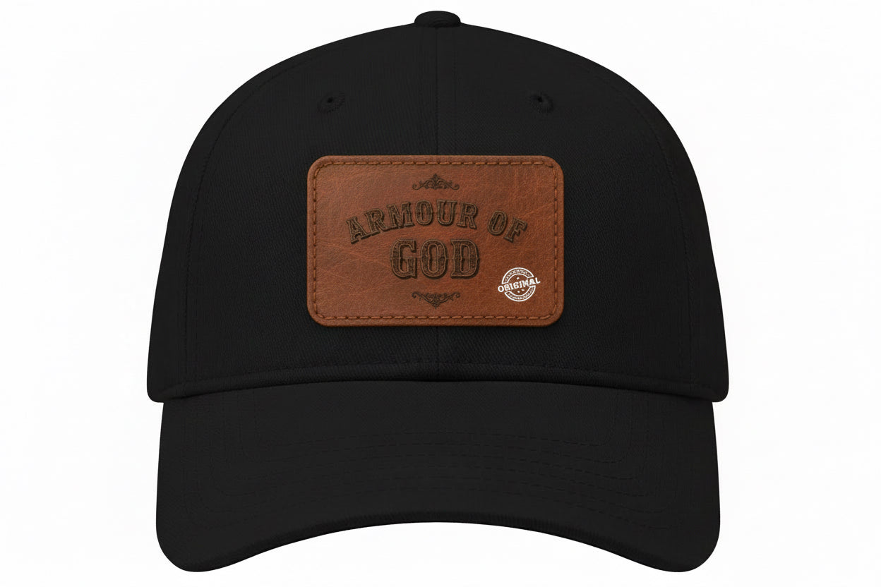 Leather Patch Baseball Cap — "Armour of God" Christian Trucker Hat