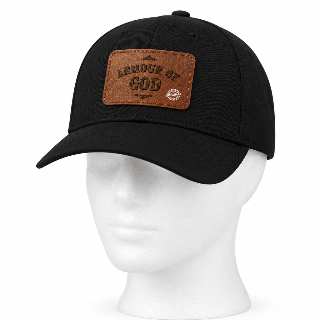Leather Patch Baseball Cap — "Armour of God" Christian Trucker Hat