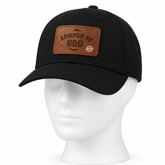 Leather Patch Baseball Cap — "Armour of God" Christian Trucker Hat