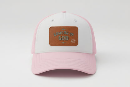 Leather Patch Baseball Cap — "Armour of God" Christian Trucker Hat