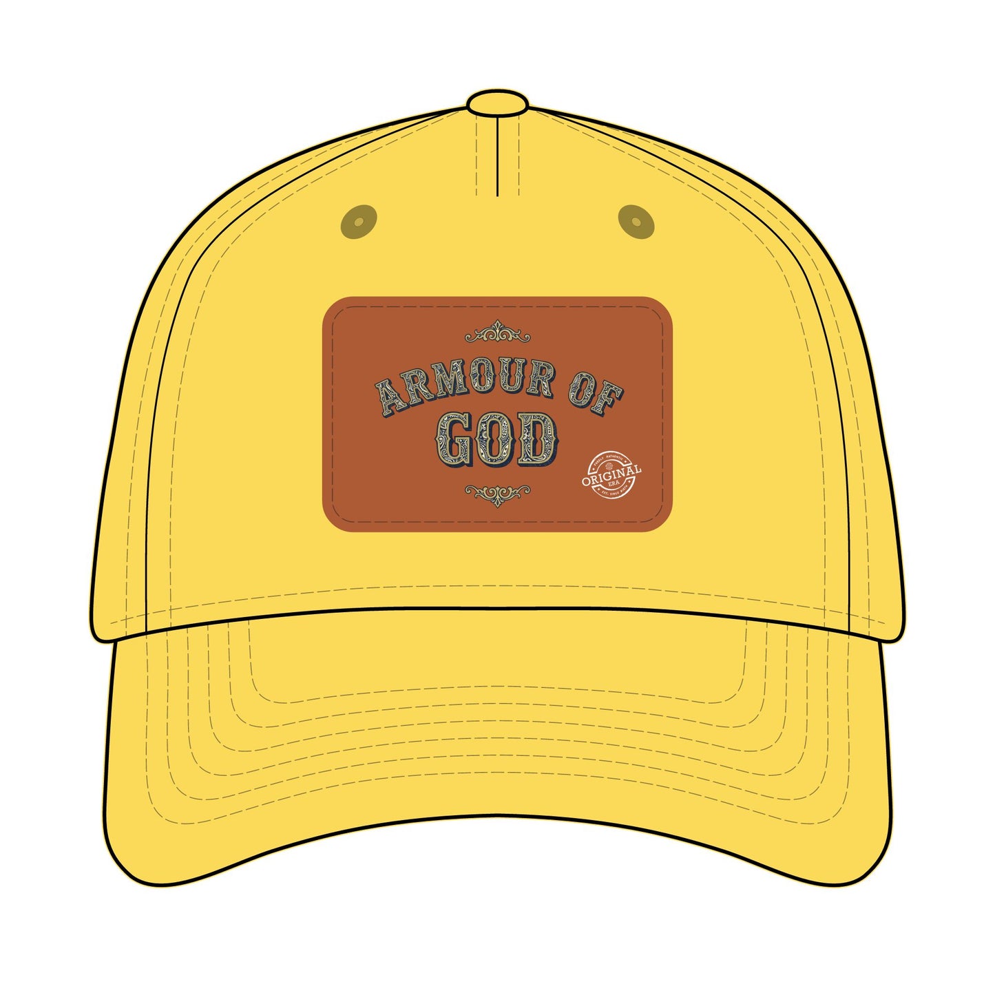 Leather Patch Baseball Cap — "Armour of God" Christian Trucker Hat