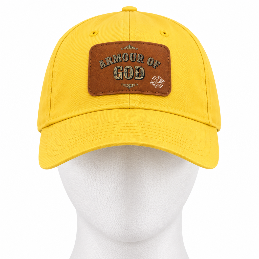 Leather Patch Baseball Cap — "Armour of God" Christian Trucker Hat