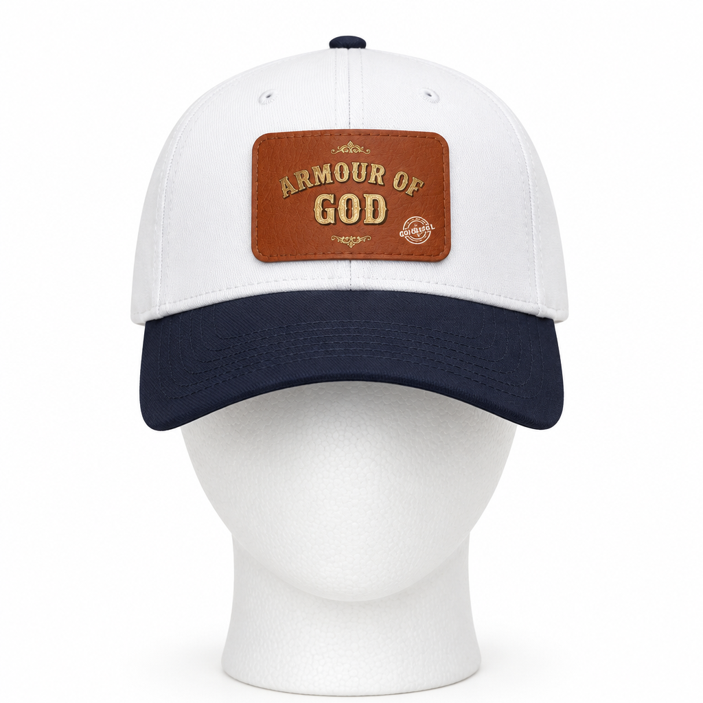 Leather Patch Baseball Cap — "Armour of God" Christian Trucker Hat