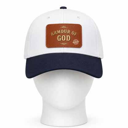 Leather Patch Baseball Cap — "Armour of God" Christian Trucker Hat