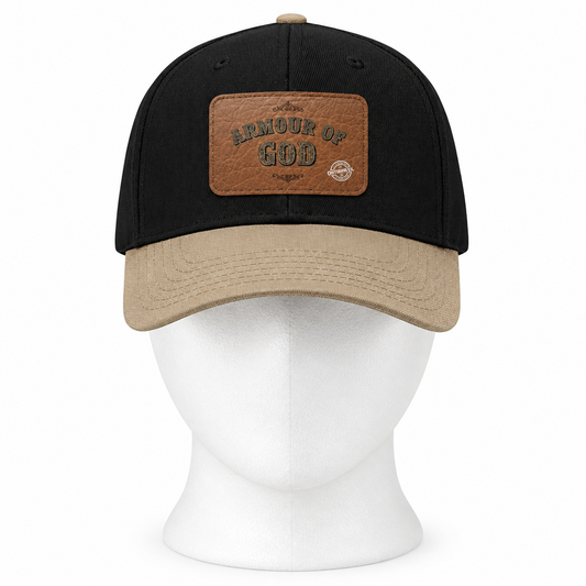 Leather Patch Baseball Cap — "Armour of God" Christian Trucker Hat