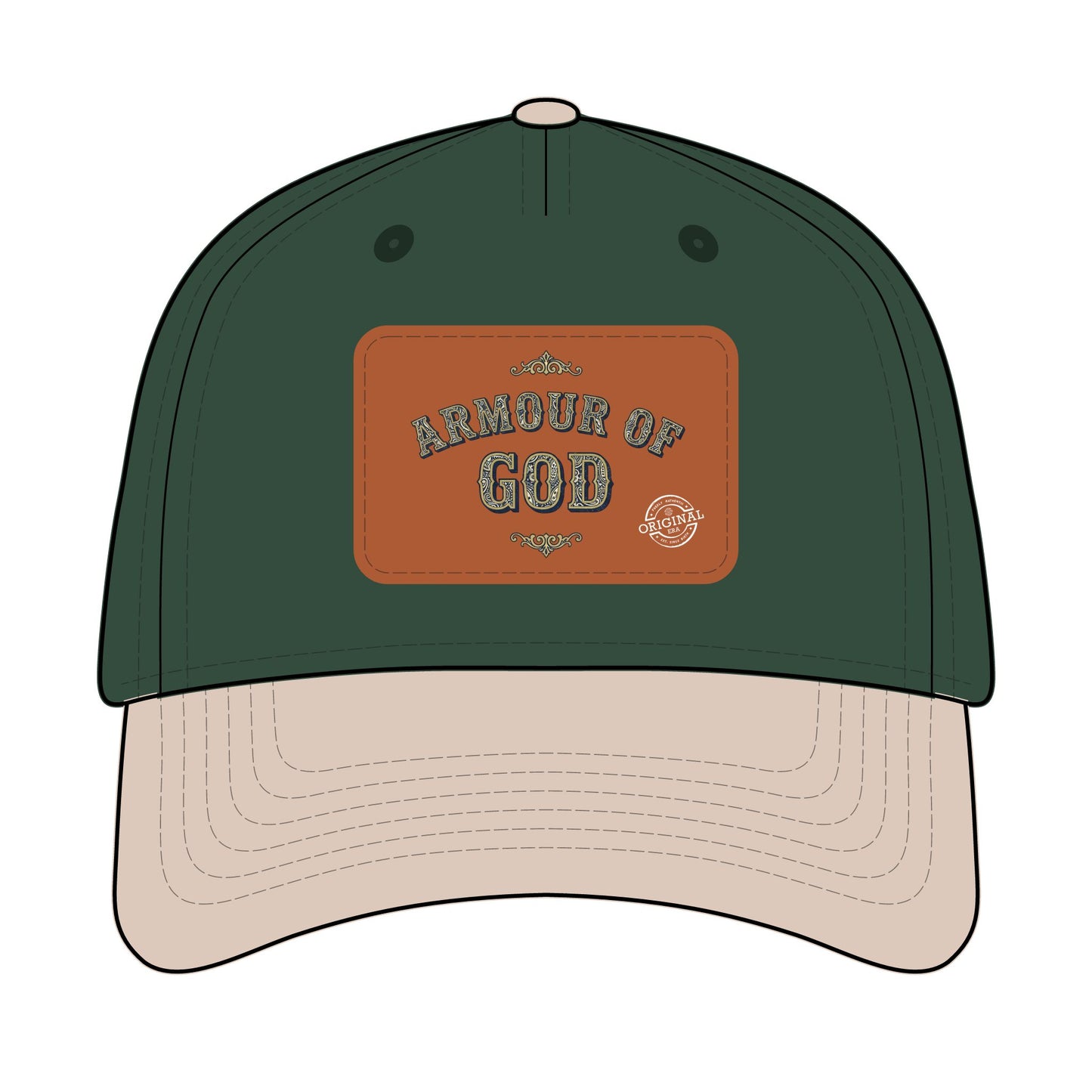 Leather Patch Baseball Cap — "Armour of God" Christian Trucker Hat