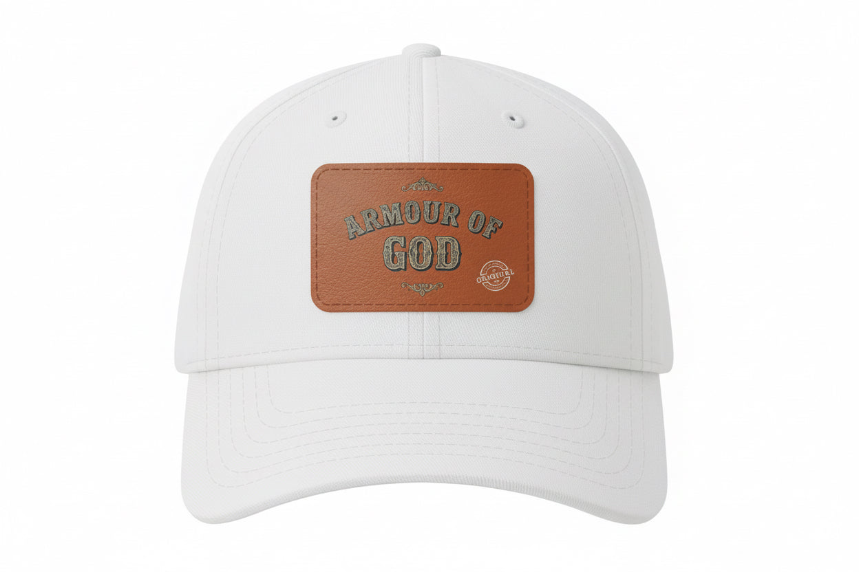 Leather Patch Baseball Cap — "Armour of God" Christian Trucker Hat