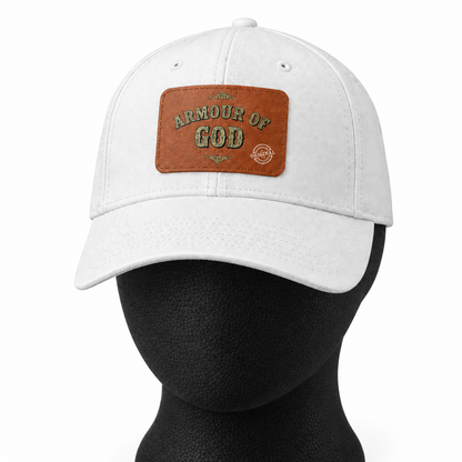 Leather Patch Baseball Cap — "Armour of God" Christian Trucker Hat