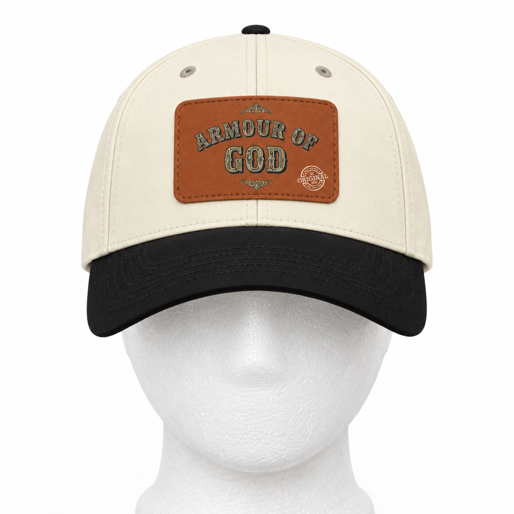 Leather Patch Baseball Cap — "Armour of God" Christian Trucker Hat