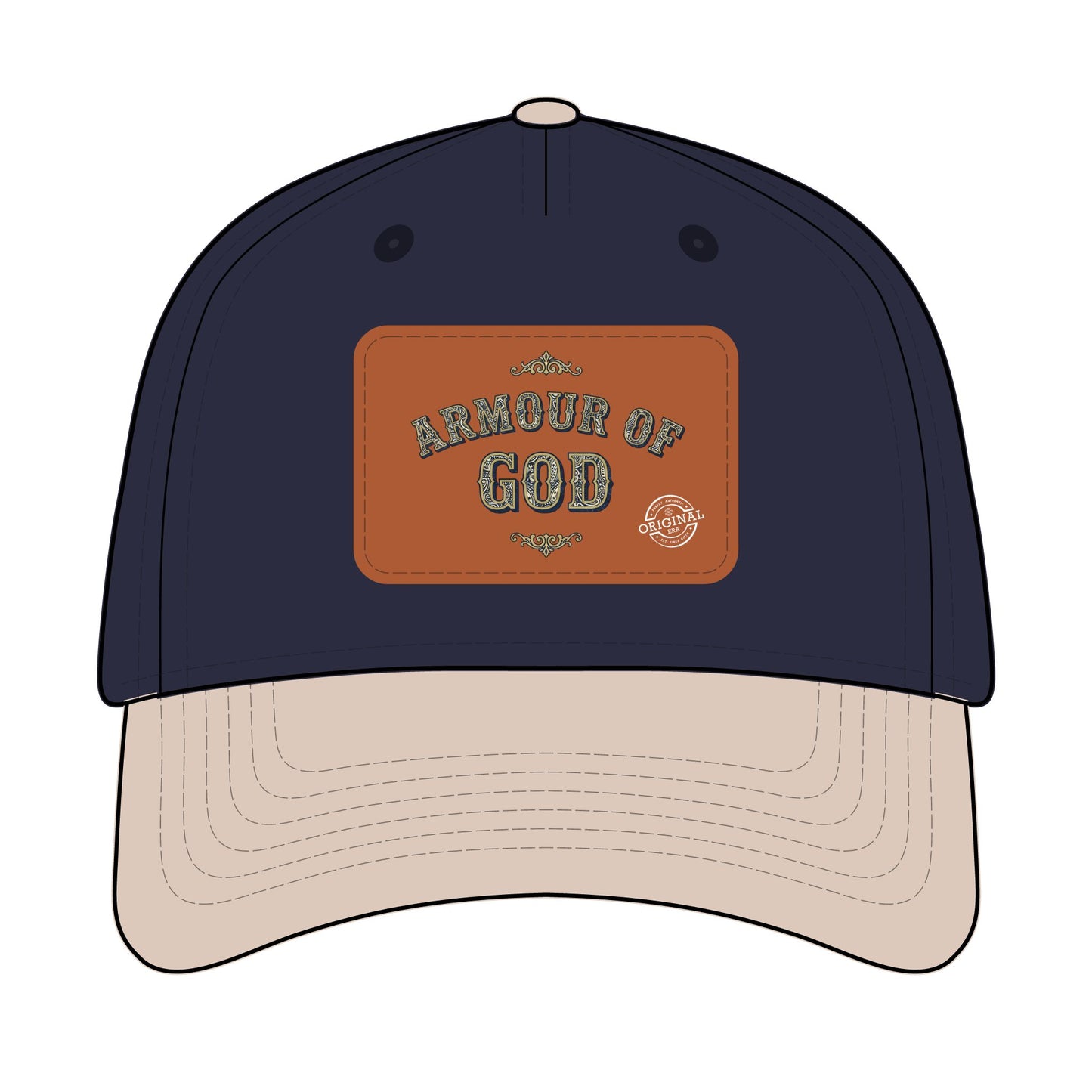 Leather Patch Baseball Cap — "Armour of God" Christian Trucker Hat