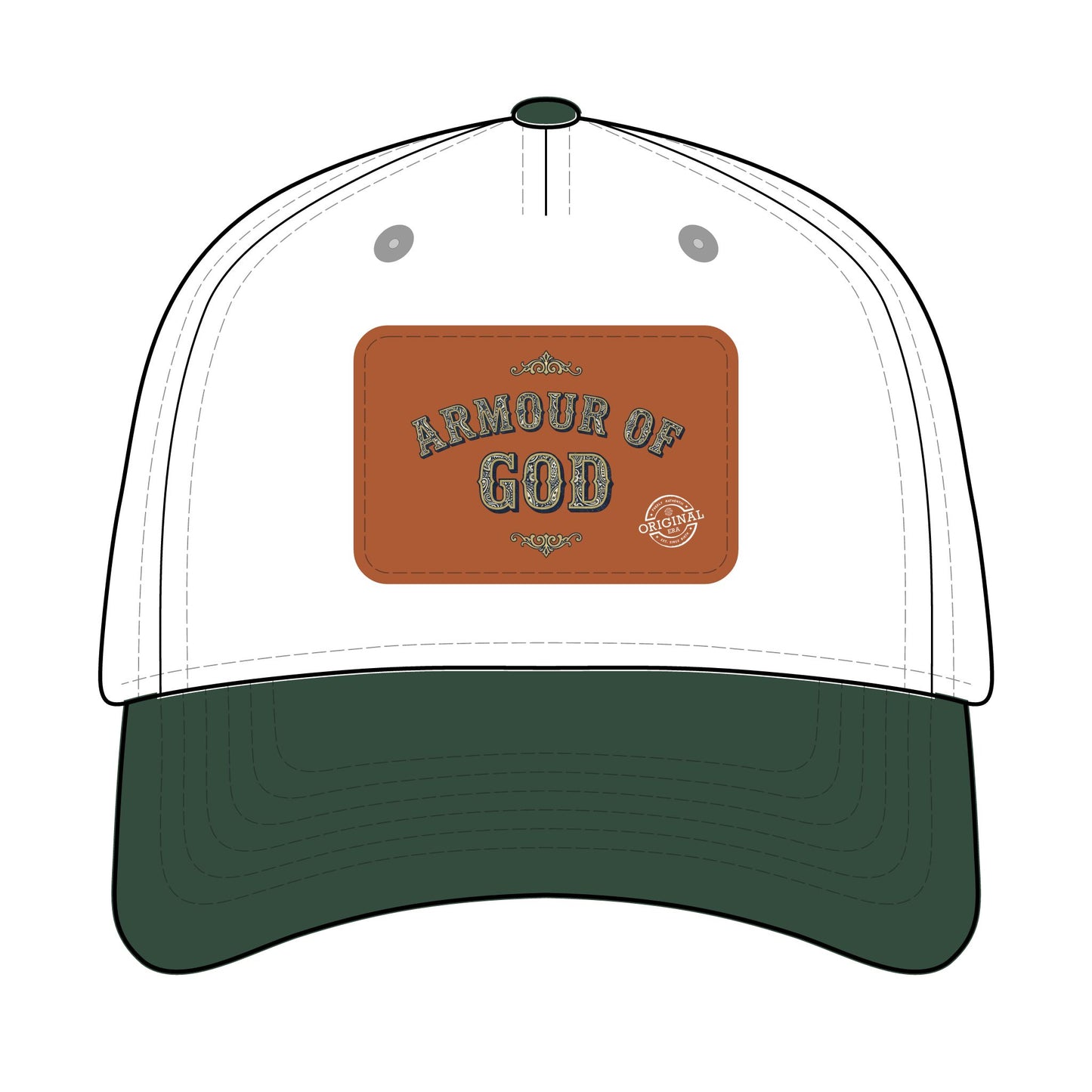 Leather Patch Baseball Cap — "Armour of God" Christian Trucker Hat