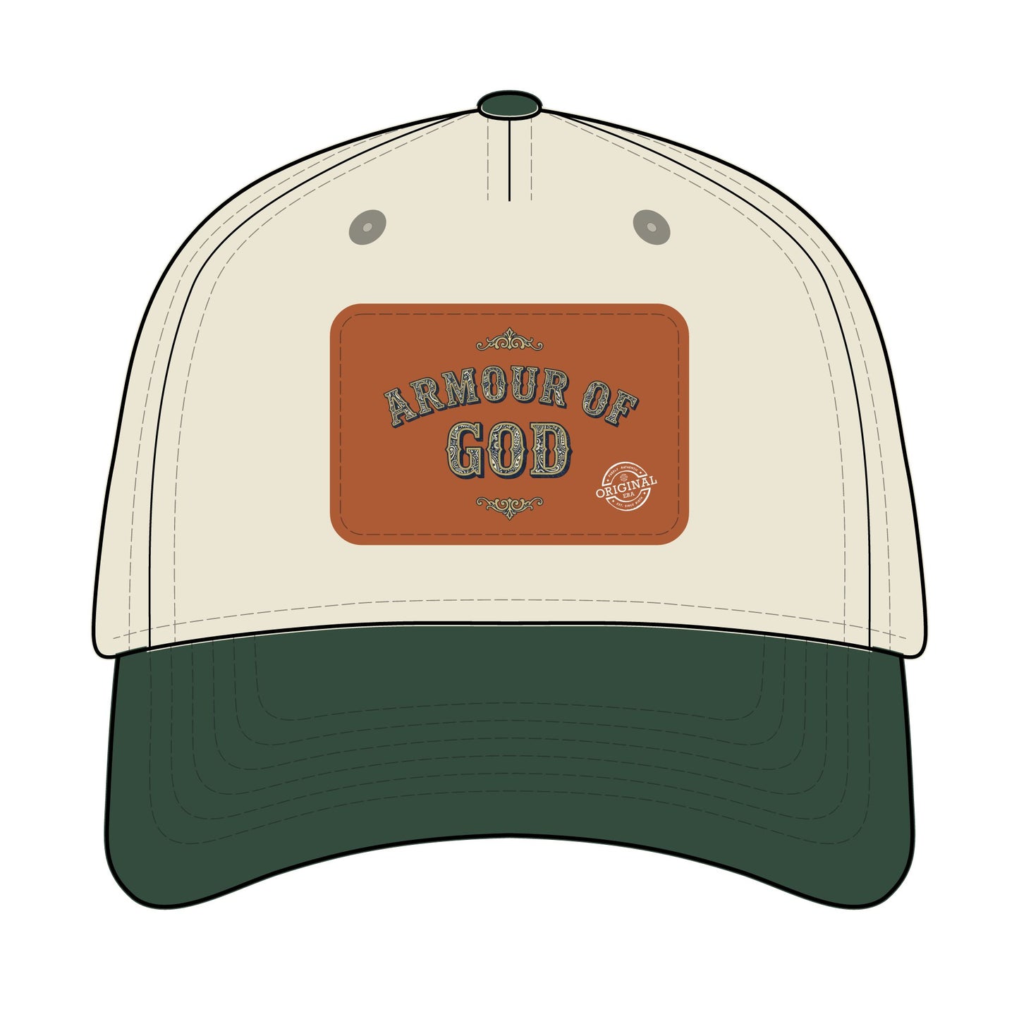 Leather Patch Baseball Cap — "Armour of God" Christian Trucker Hat