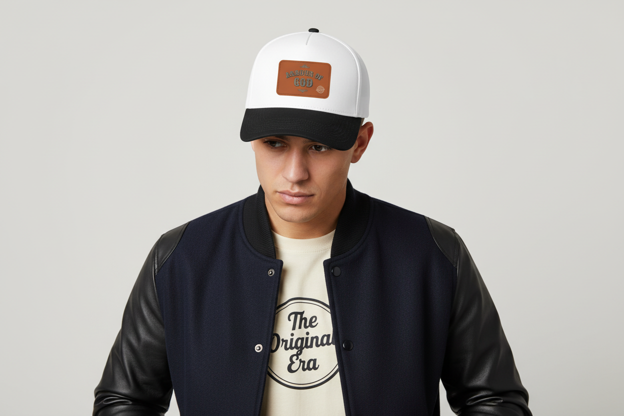 Leather Patch Baseball Cap — "Armour of God" Christian Trucker Hat