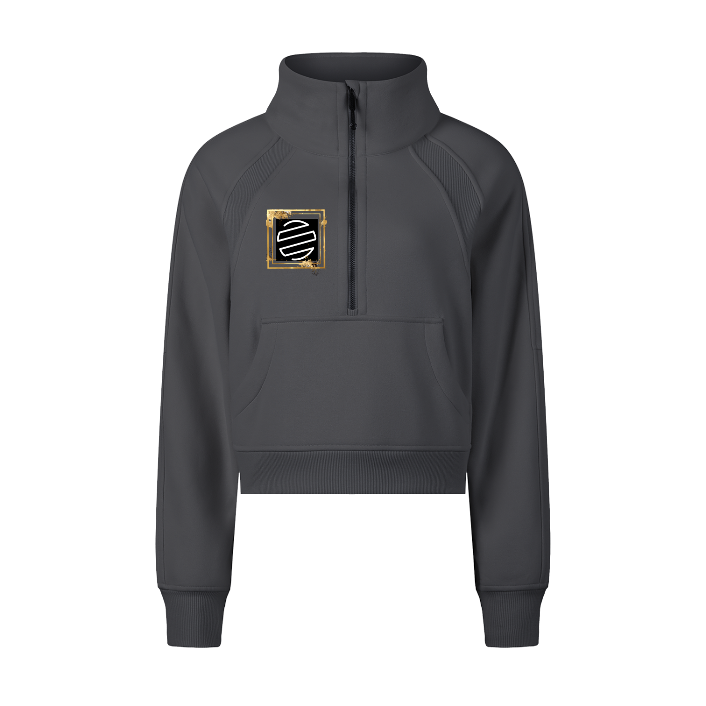 Accent Gold Cropped Half-Zip Sweatshirt