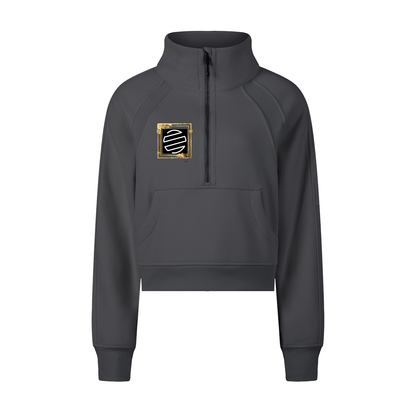 Accent Gold Cropped Half-Zip Sweatshirt