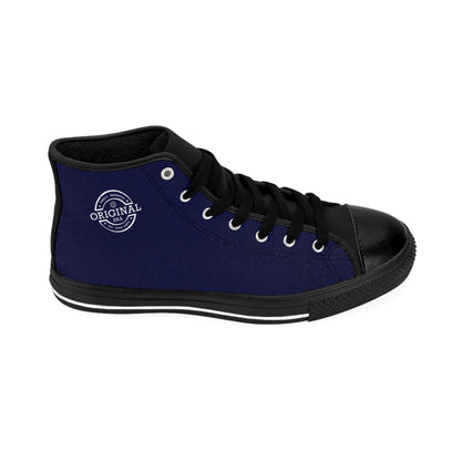 \Women's Classic High-Top Sneakers — Blue Retro 'Original' Logo Canvas