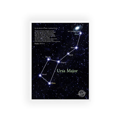 Ursa Major Constellation Star Map Poster with Wooden Frame — Astrology Wall Art