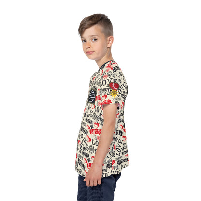 Kids Jersey — Allover "Love" Pattern Sports Tee