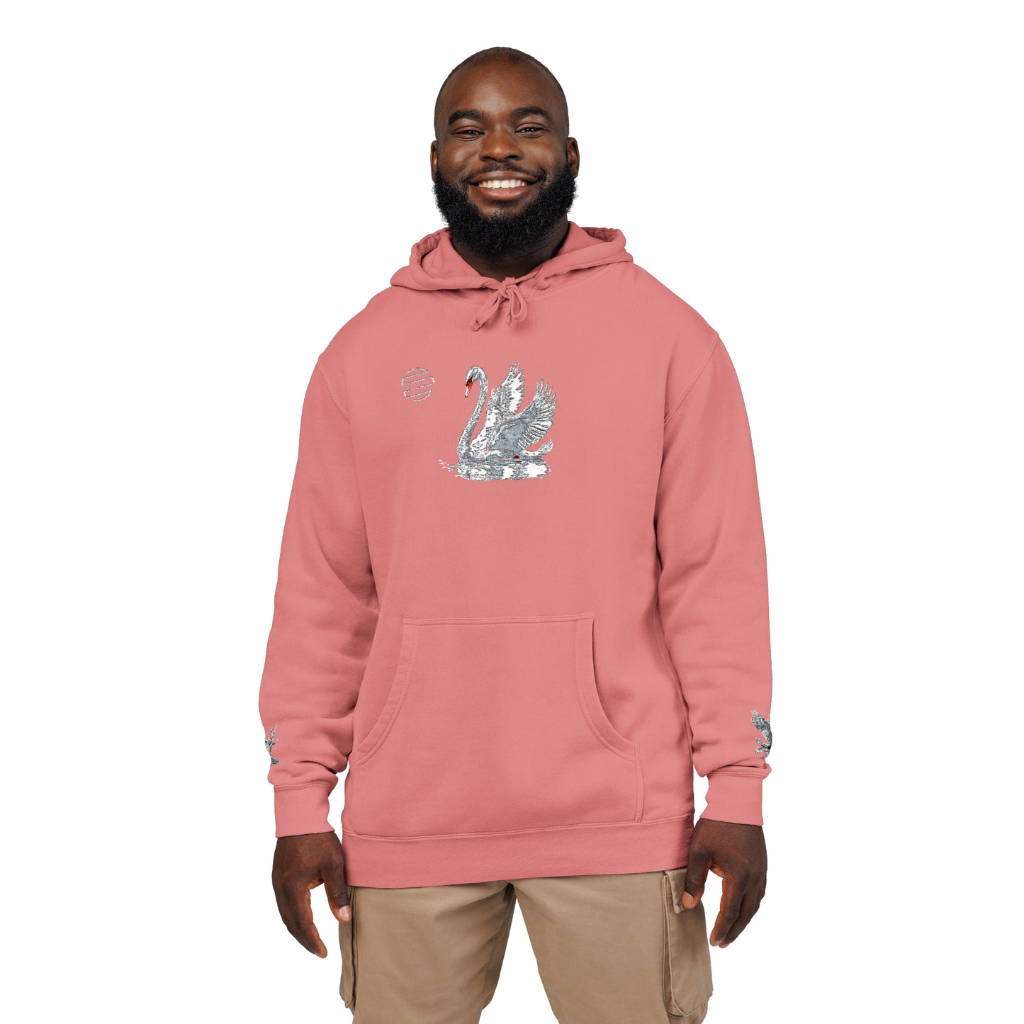 Embroidered Swan Graphic Hoodie — Vintage Pigment-Dyed