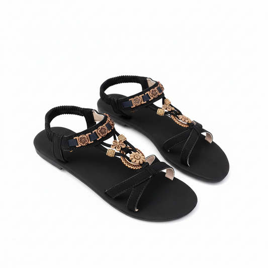 Flower Open Toe Flat Sandals