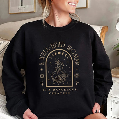 Women's "Well Read Woman" American Style Hoodless Round Neck Sweater