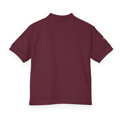 Youth Polo Shirt with 'Original' Vintage Stamp Logo — Kids School Uniform / Casual