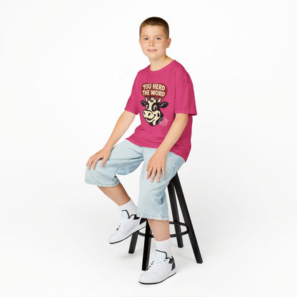 Kids T‑Shirt — 'You Herd the Word' Cow Front & 'Faith Over Fear' Farm Graphic