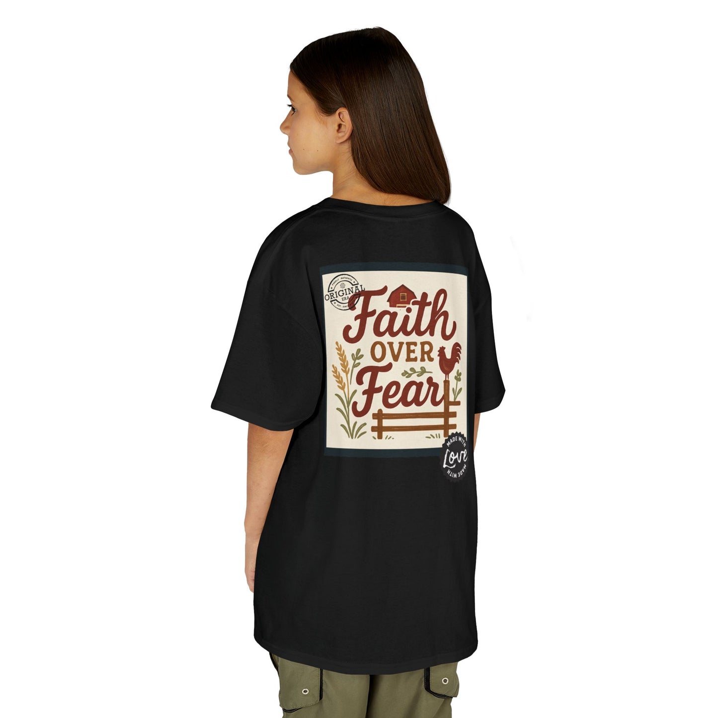 Kids T‑Shirt — 'You Herd the Word' Cow Front & 'Faith Over Fear' Farm Graphic