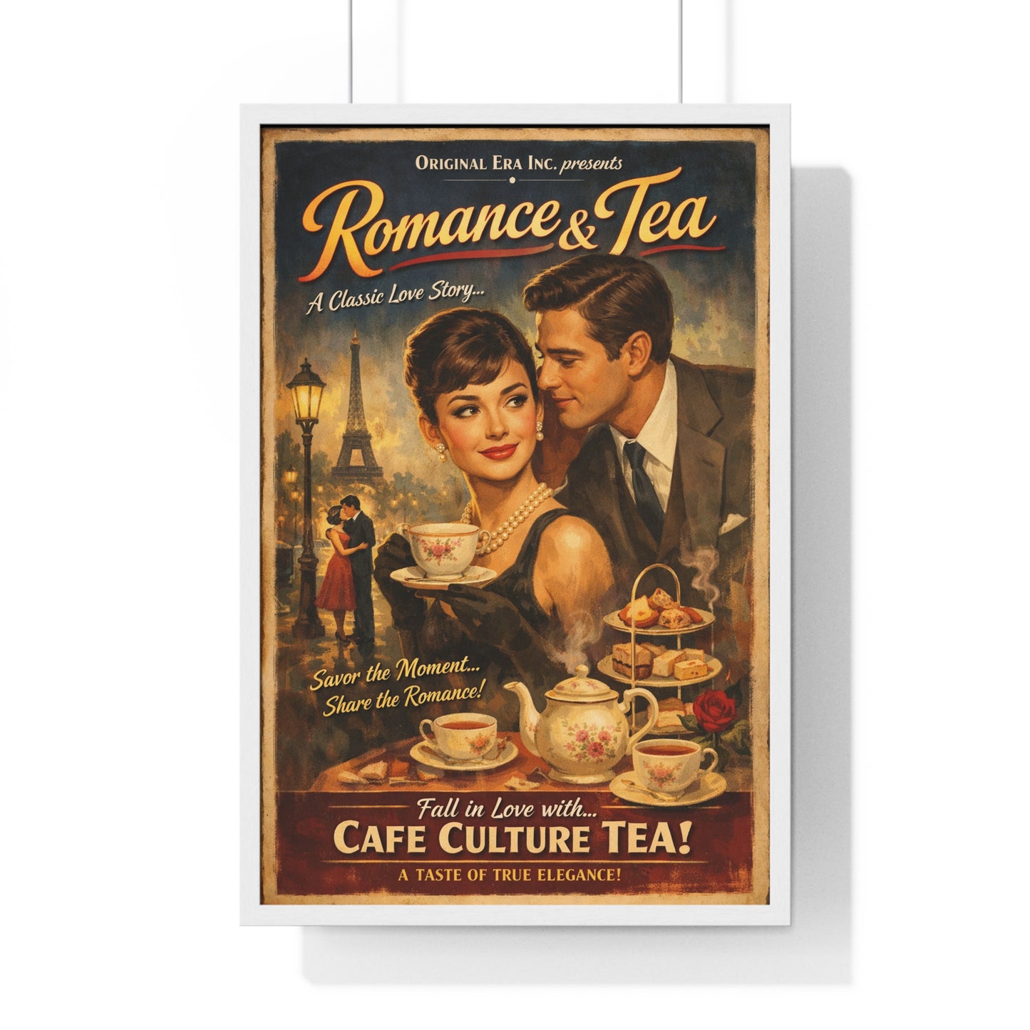 Vintage Romance & Tea Poster — Cafe Culture Tea Wall Art