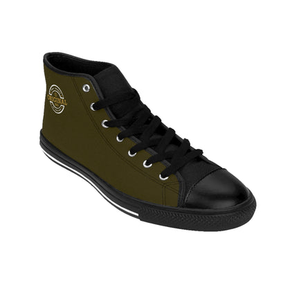 Women's Classic High-Top Sneakers — Olive Retro 'Original' Logo Canvas