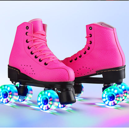 Classic Solic Coloured LED Quad Roller Skates